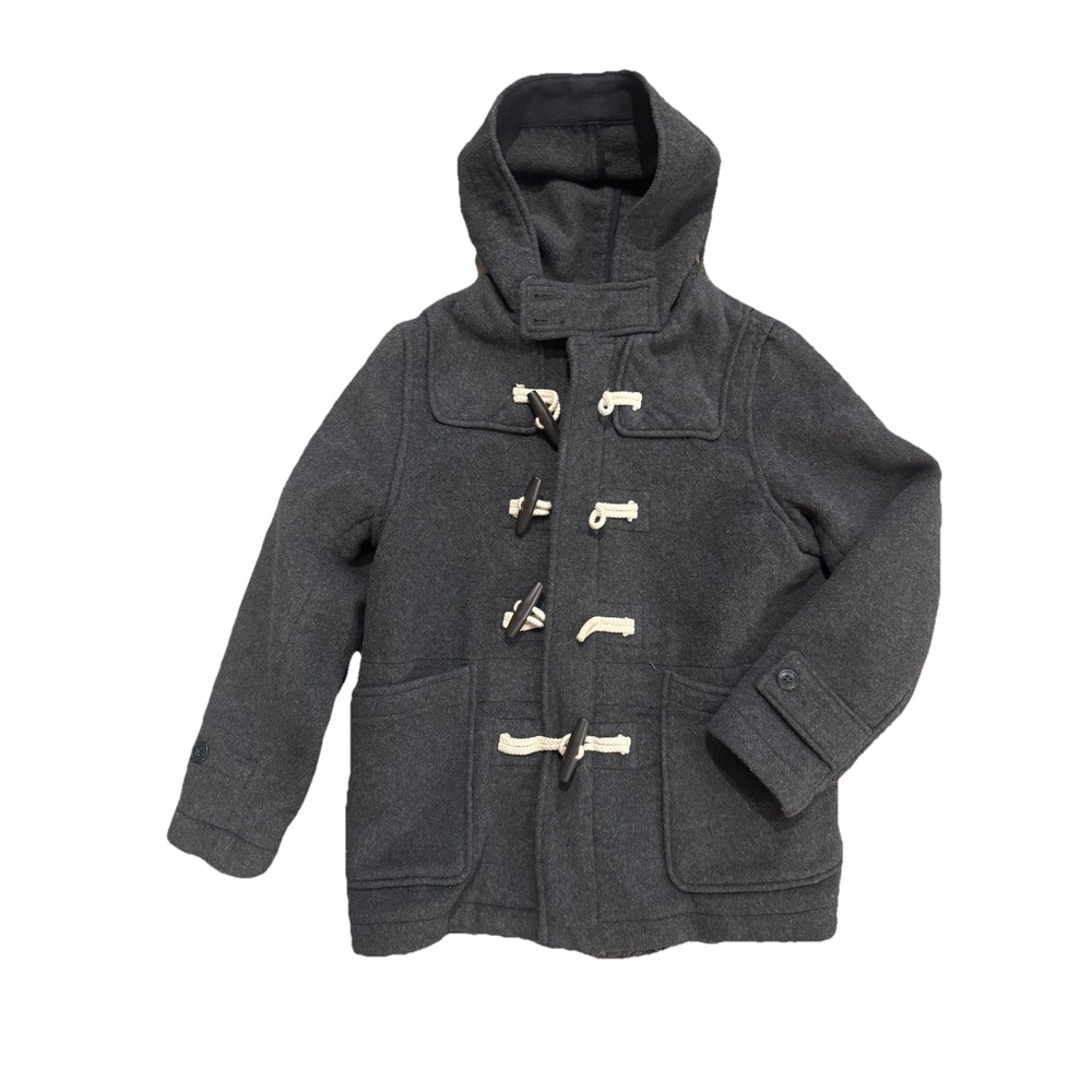 Gap Kids hooded wool-blend duffle coat gray Sz Large preppy academia old money